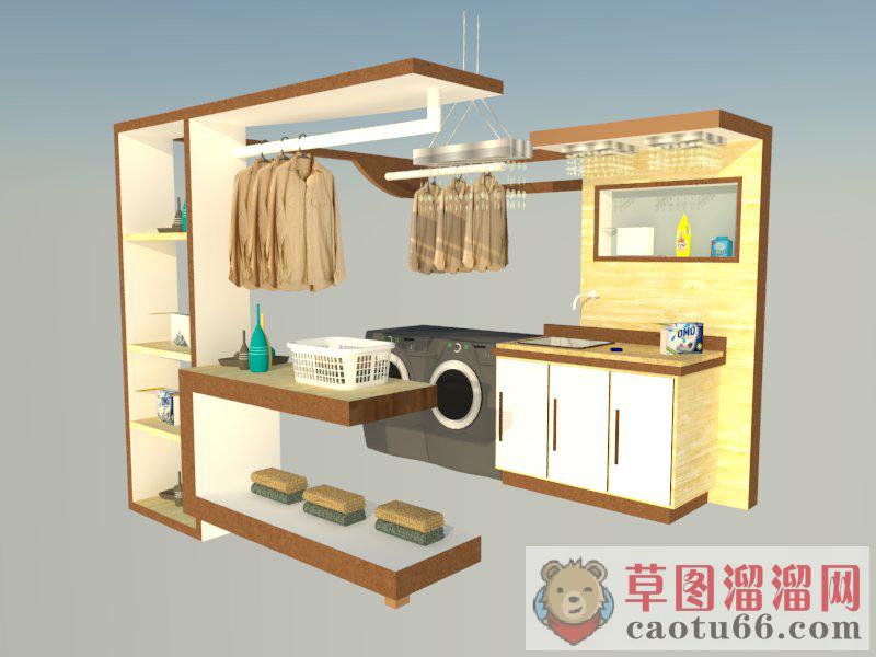 洗衣机洗手台SU模型