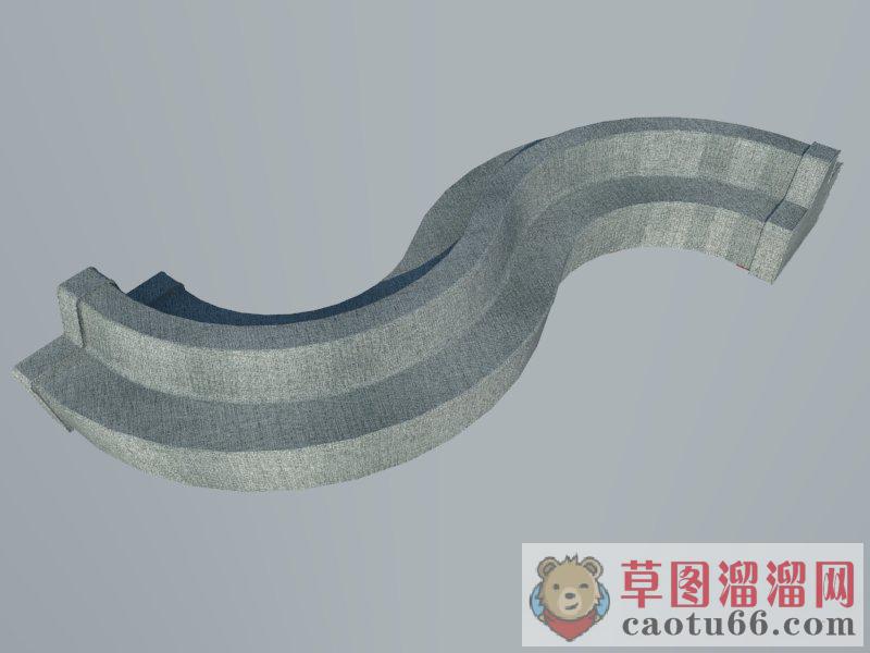 户外S型长凳SU模型