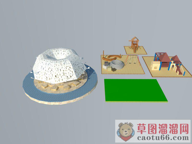 水景喷泉儿童游乐设施SU模型