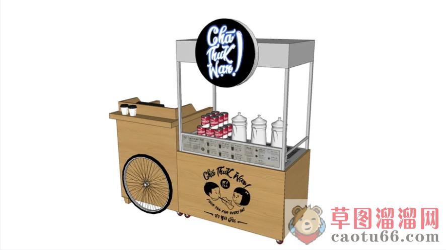 户外餐车咖啡车SU模型