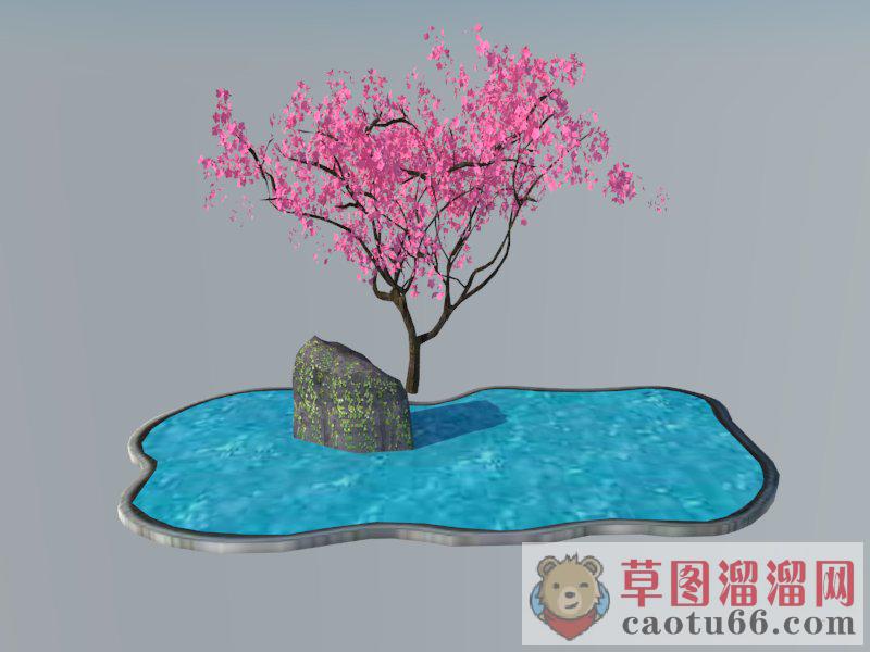 樱花水池SU模型