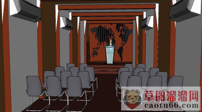 会议厅演讲台SU模型