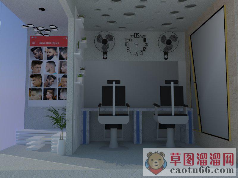 美发店发廊理发店SU模型