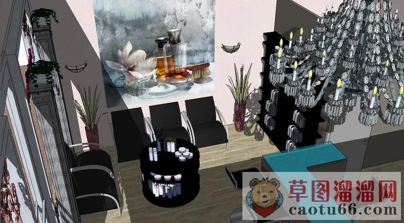 美妆店SU模型