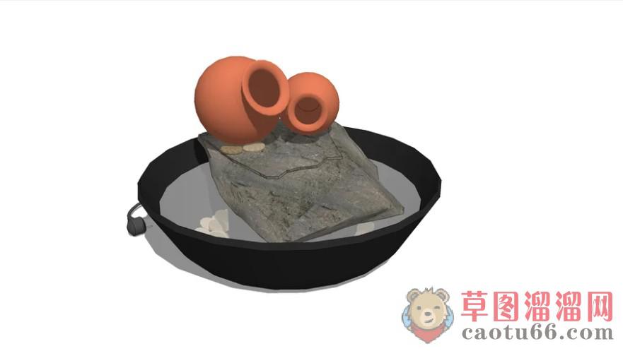 流水水景小品SU模型