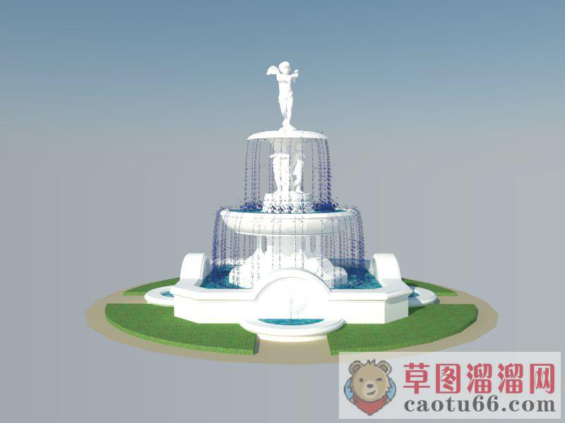 喷泉雕塑男孩喷泉SU模型