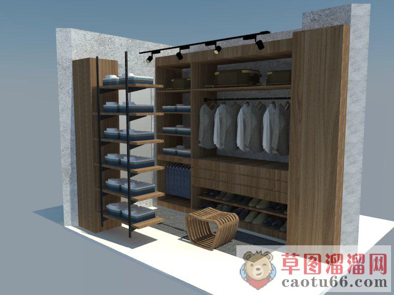衣帽间鞋帽间SU模型