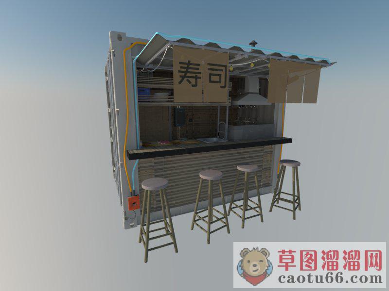 集装箱寿司店SU模型