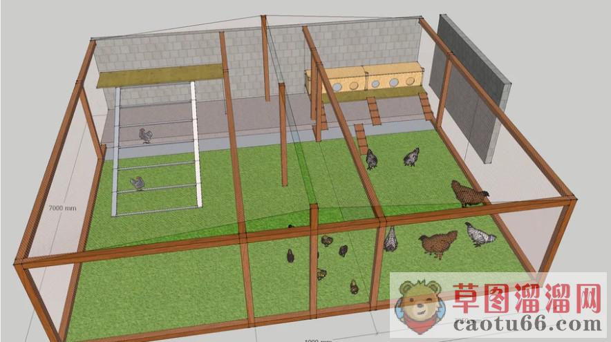鸡舍鸡笼SU模型