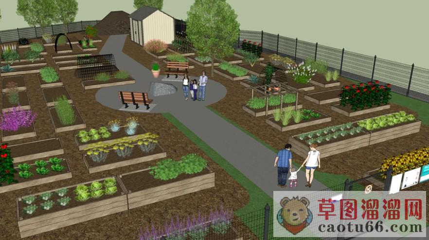 美式蔬菜公园SU模型
