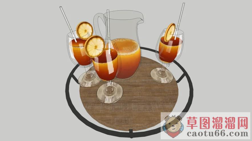 果汁杯玻璃杯SU模型