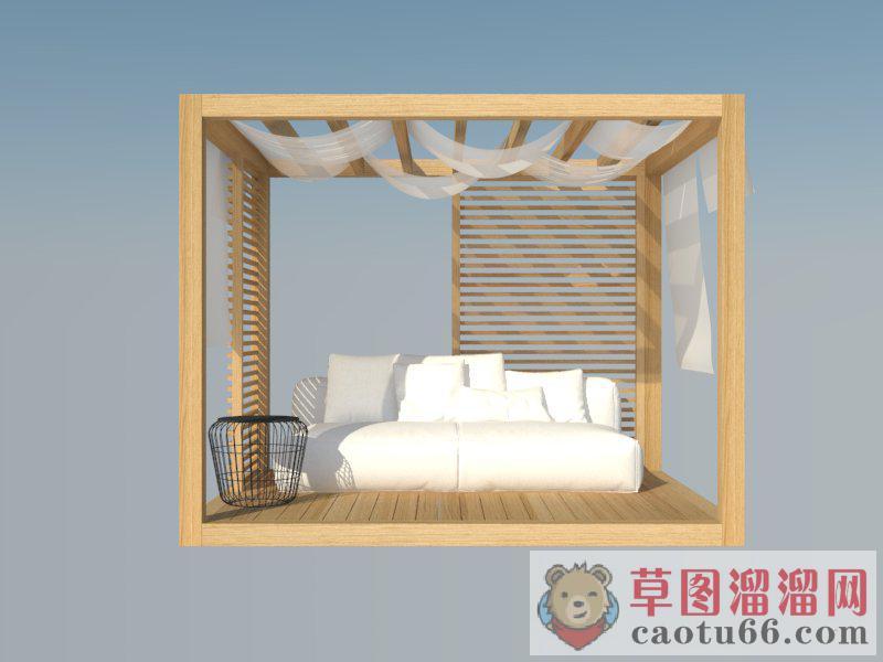 庭院木质廊架SU模型