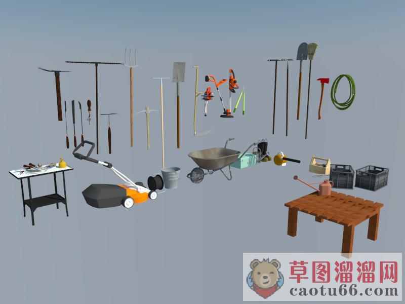 农具除草机独轮车SU模型