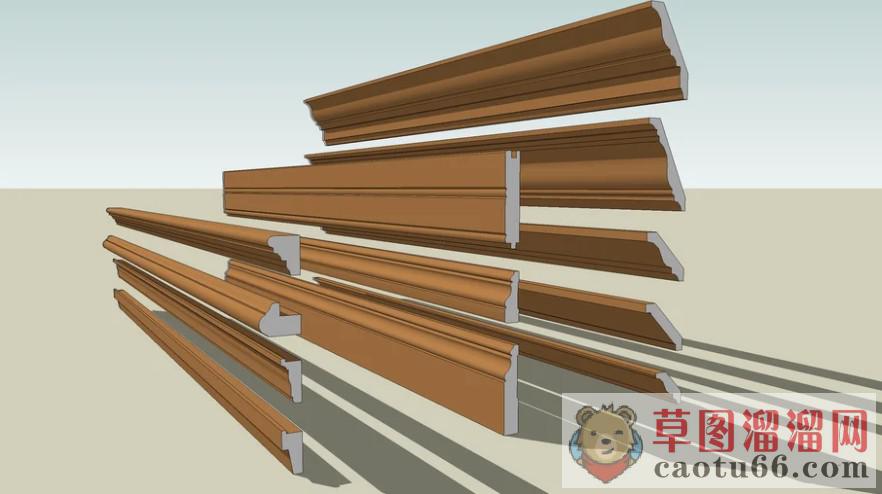 石膏板木质包边条SU模型