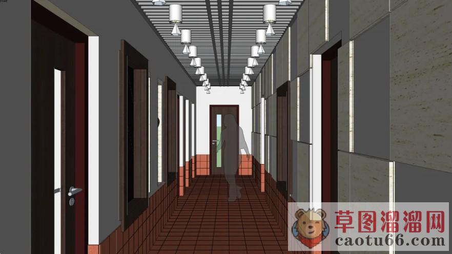 宾馆酒店走廊SU模型