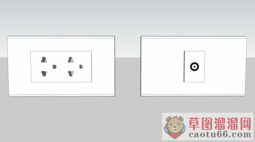 墙壁上插座闭路线插口SU模型