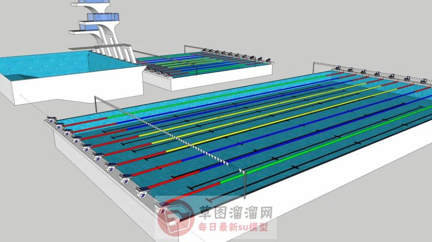 运动游泳池跳台SU模型