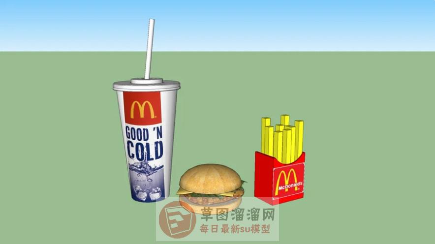麦当劳汉堡包饮料SU模型