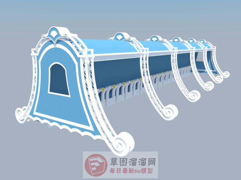 特色停车棚自行车架SU模型
