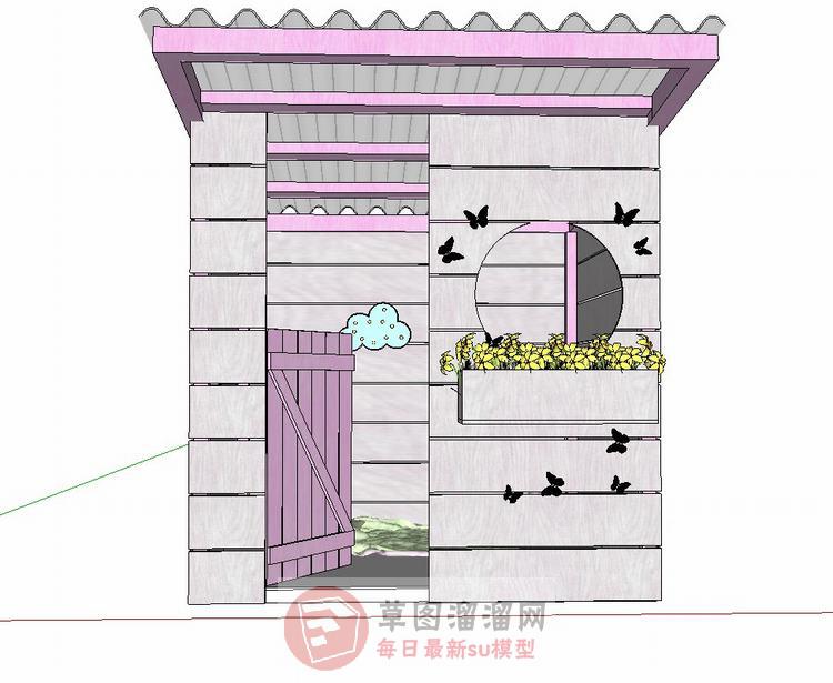蝴蝶木屋房子SU模型