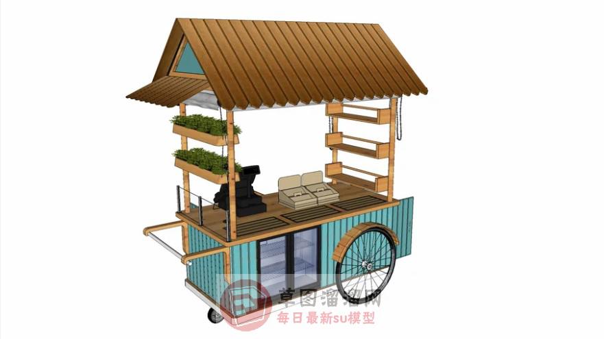 移动餐车贩卖车SU模型