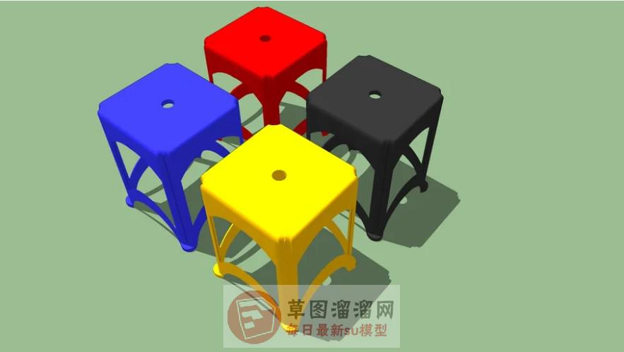 塑料坐凳凳子SU模型
