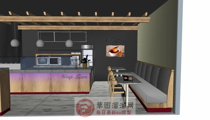 咖啡店饮品店SU模型