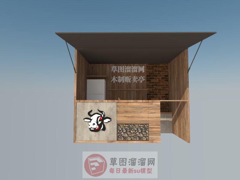 木制贩卖亭日本风格SU模型