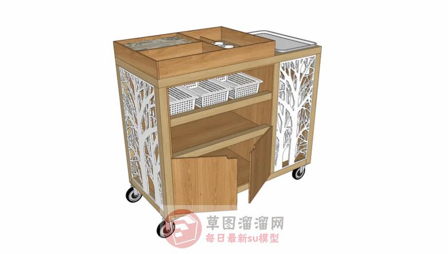 手推餐车SU模型