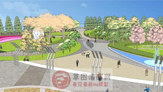 小型公园SU模型