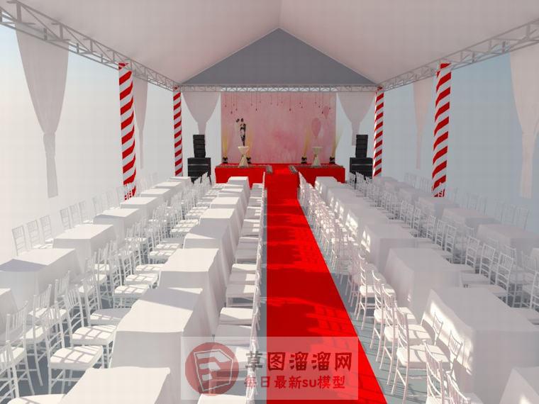 婚礼舞台婚庆SU模型