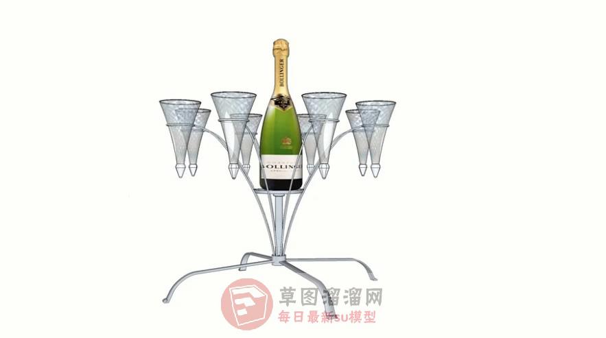 香槟架玻璃杯SU模型