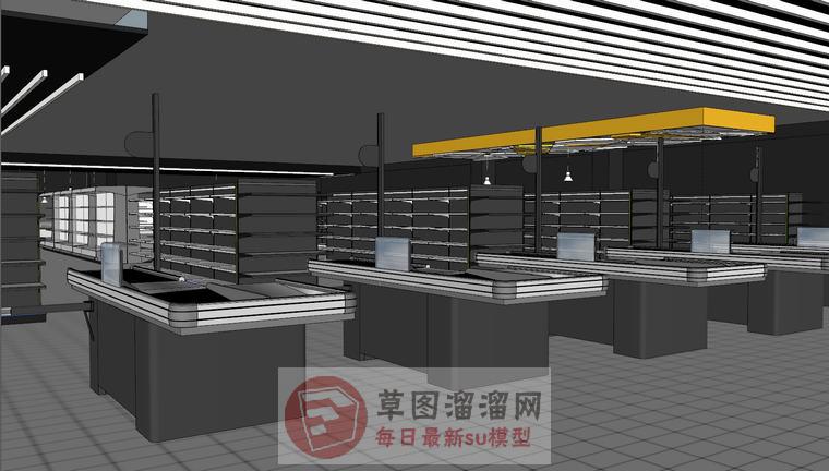 超市专用收银台超市收银台SU模型