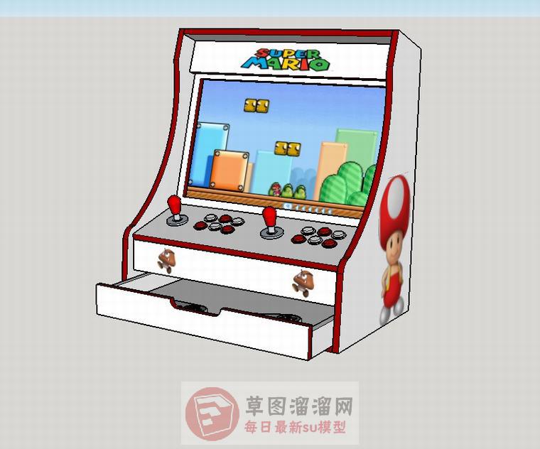 超级玛丽游戏机街机SU模型
