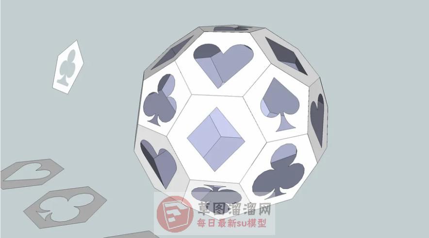 扑克牌镂空多面体SU模型