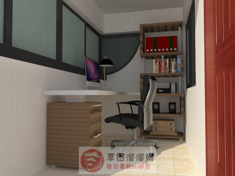 过道改造书房电脑房SU模型
