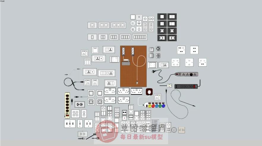 开关按钮插排SU模型