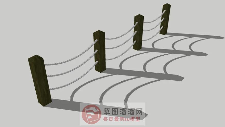 护坡护栏绳索SU模型