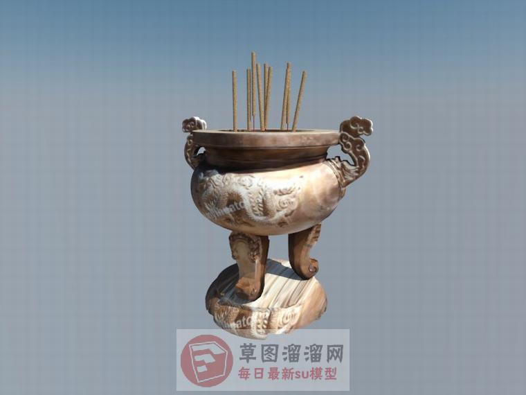 鼎香炉SU模型