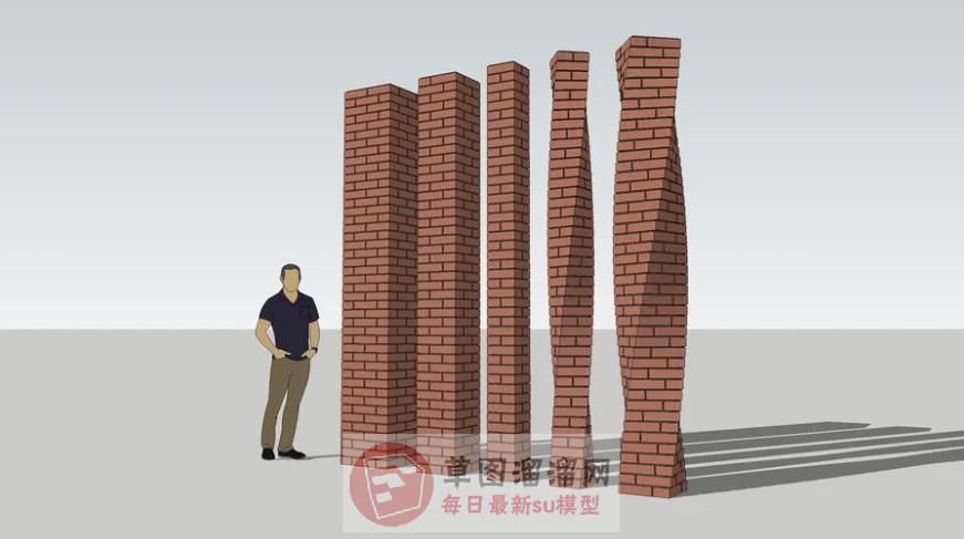 红砖柱子SU模型