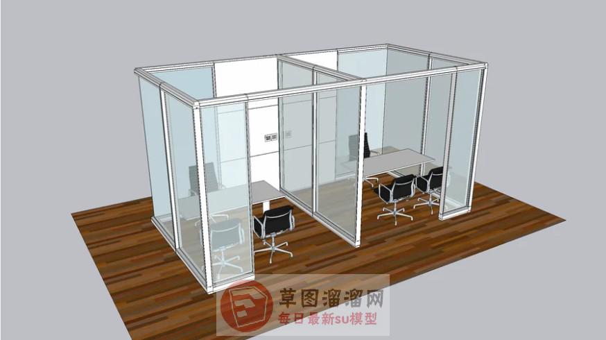 玻璃隔断办公室SU模型
