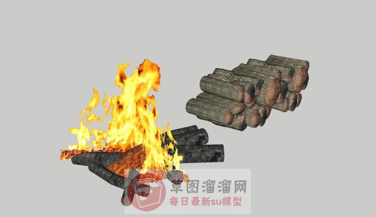 篝火柴火火堆SU模型