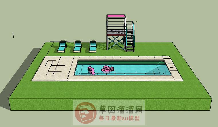 儿童游泳池跳台SU模型
