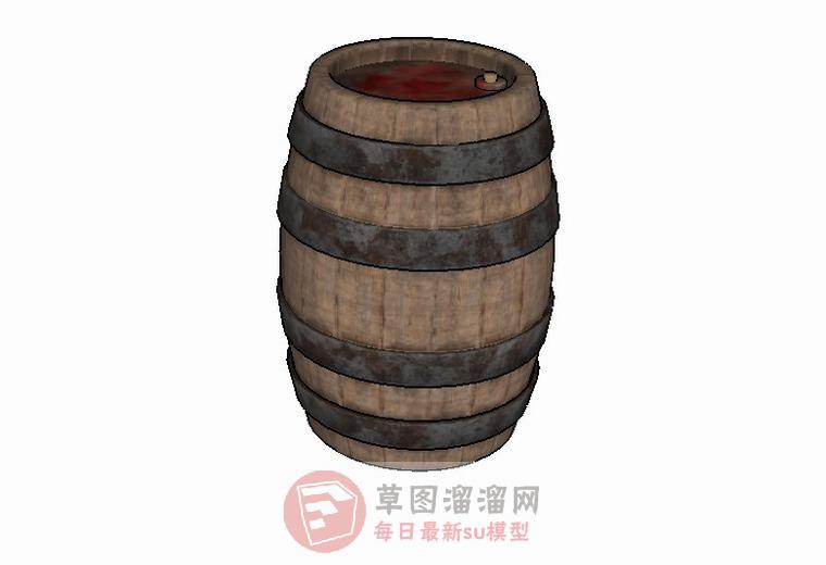 酒桶木桶SU模型