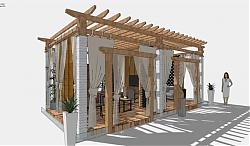 户外廊架工作室SU模型