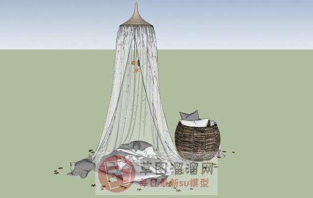 帐篷蚊帐纱幔SU模型