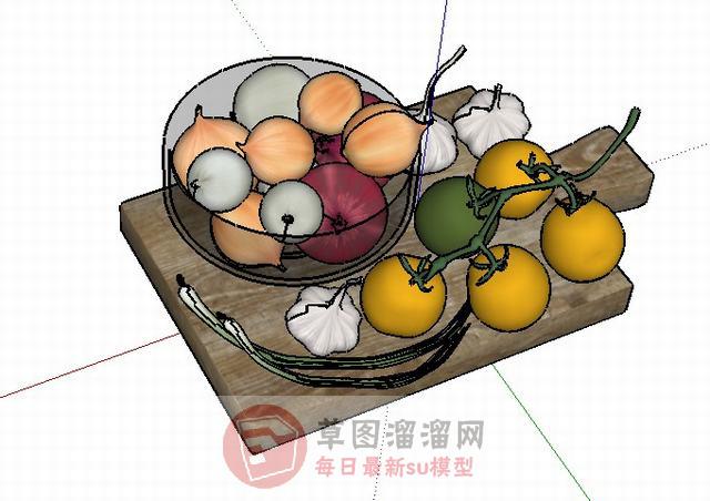 西红柿大蒜洋葱SU模型