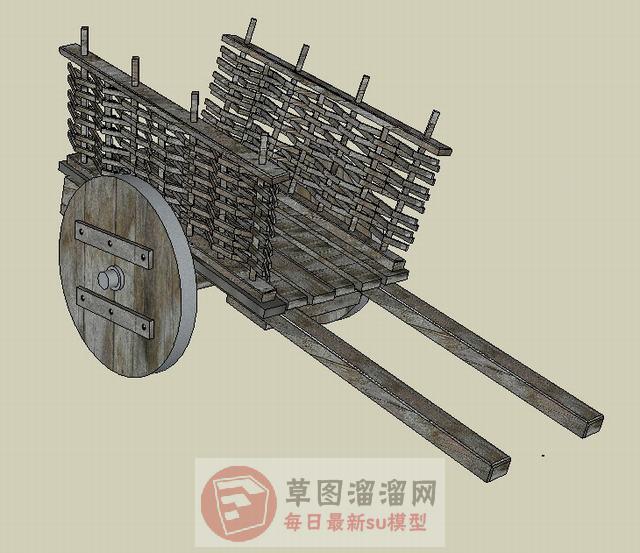牛车木推车SU模型