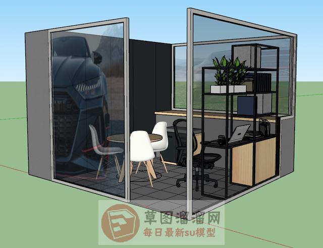 隔断玻璃办公室SU模型