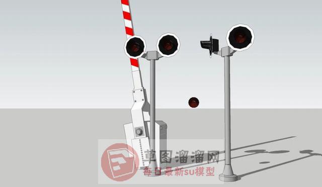 火车道闸指示灯SU模型